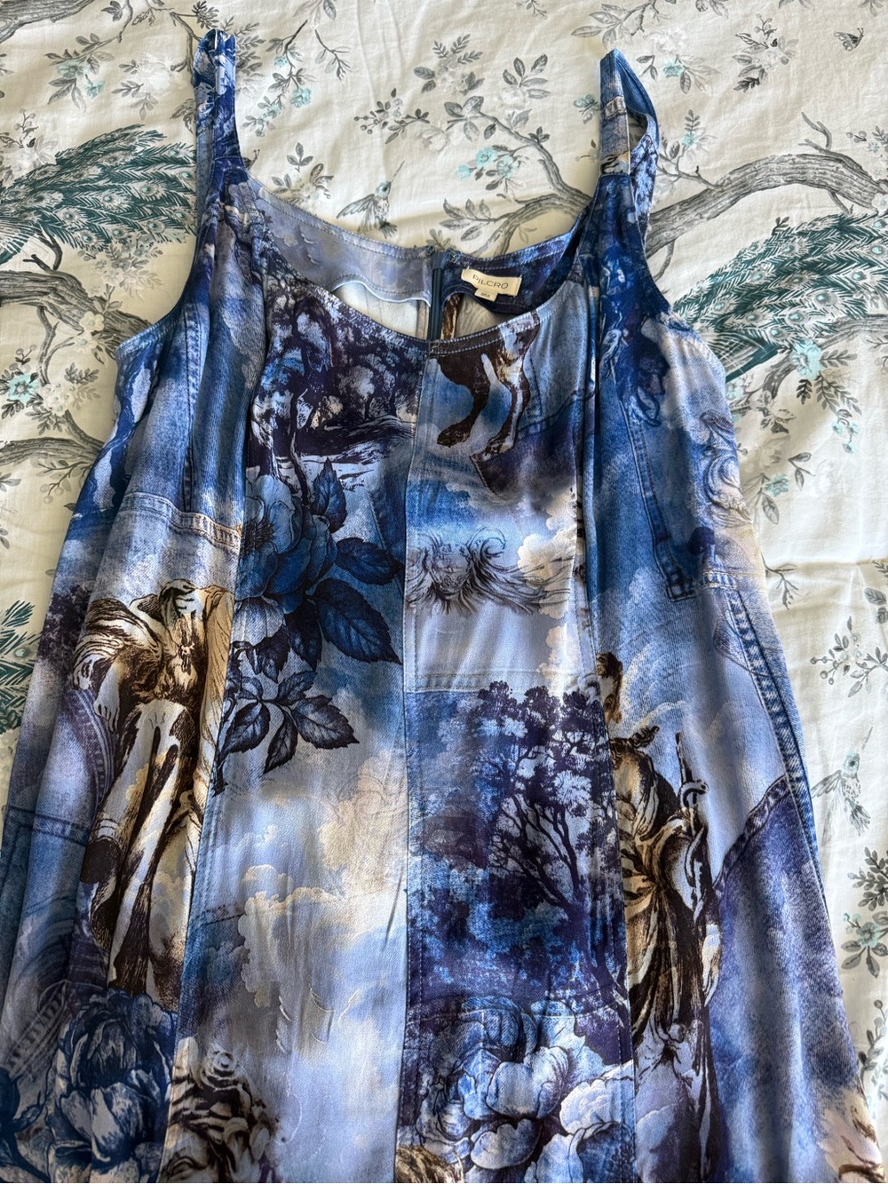 Pilcro Blue Floral Toile-Print dress
